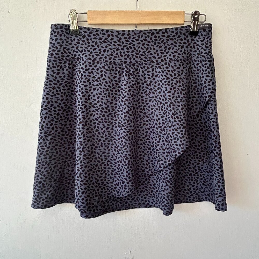 Eddie Bauer Skirt Medium Purple Blue Printed Pull On‎ Faux Wrap Gorpcore
